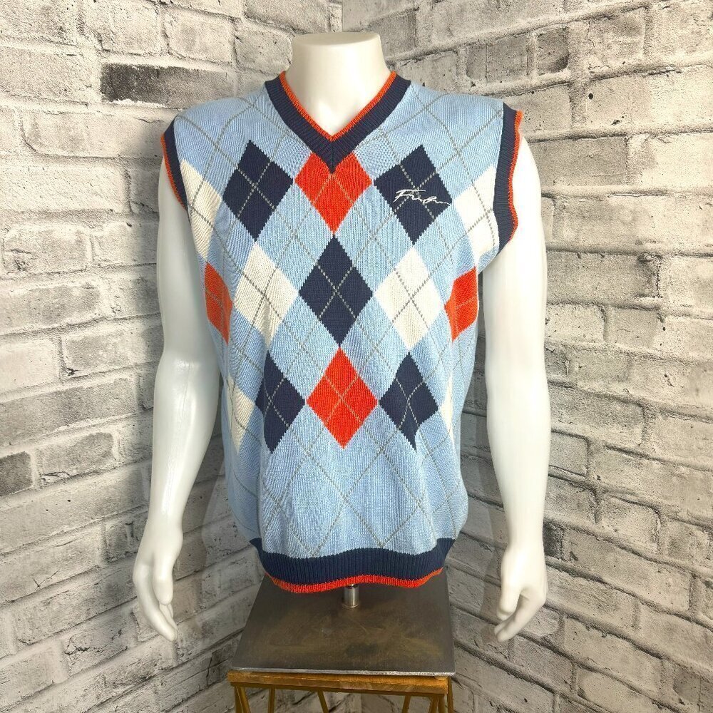 FUBU Vintage Argyle Knit V-Neck Sweater Vest